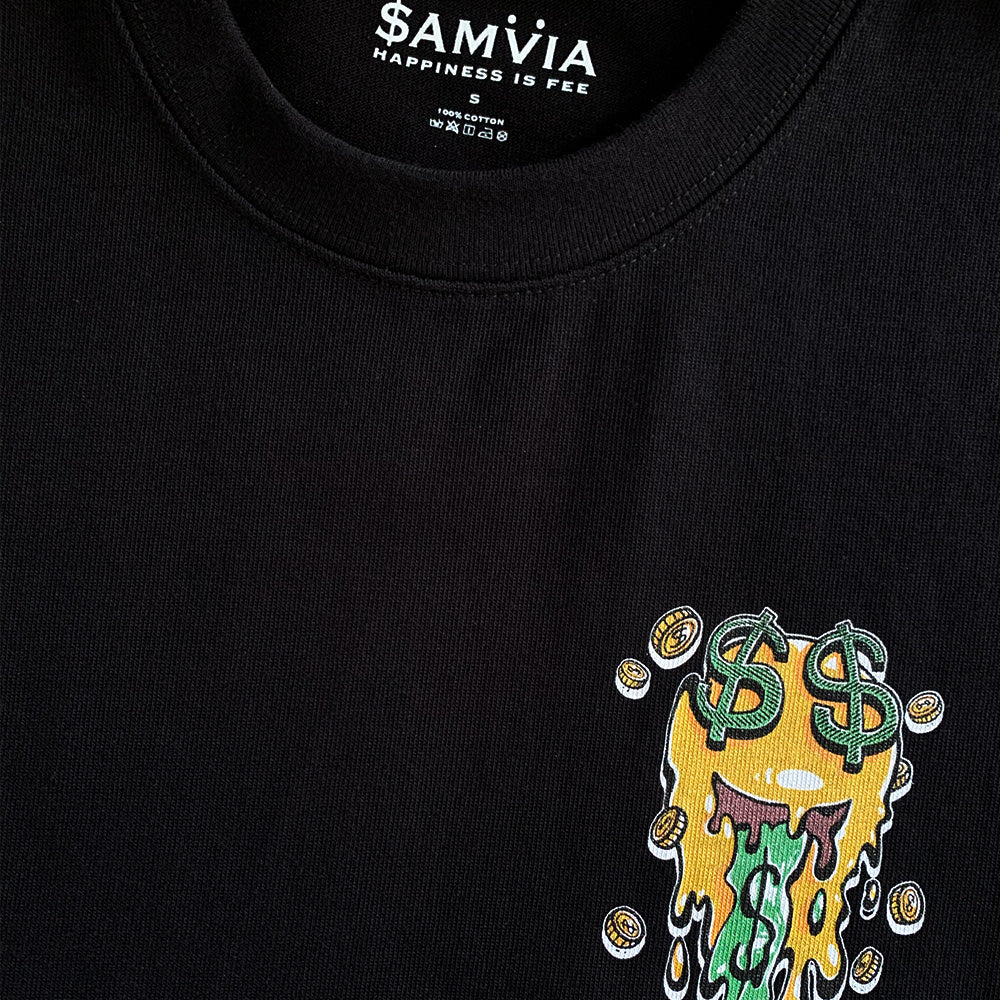 The Samvia Happiness Is Fee Original Oversize Tee 2nd Gen - Black