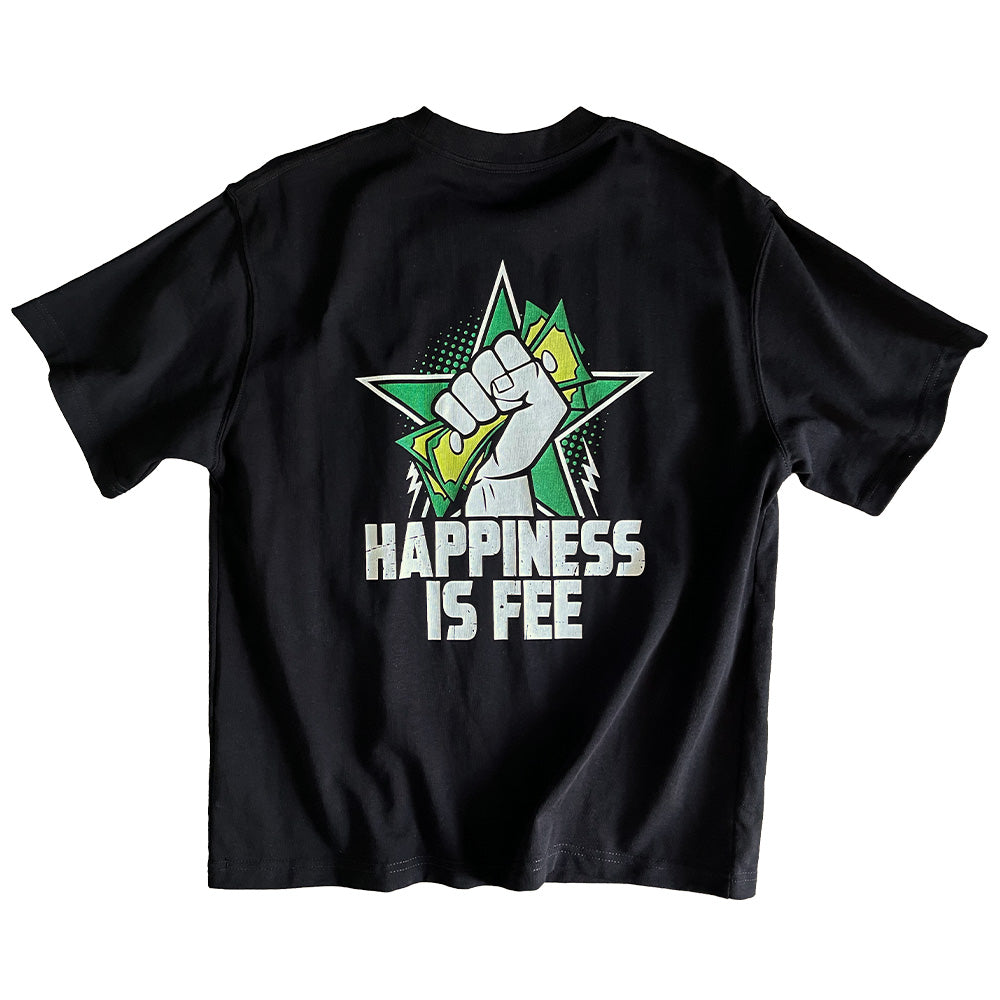 The Samvia Happiness Is Fee Money in my hand Oversize Tee - Black