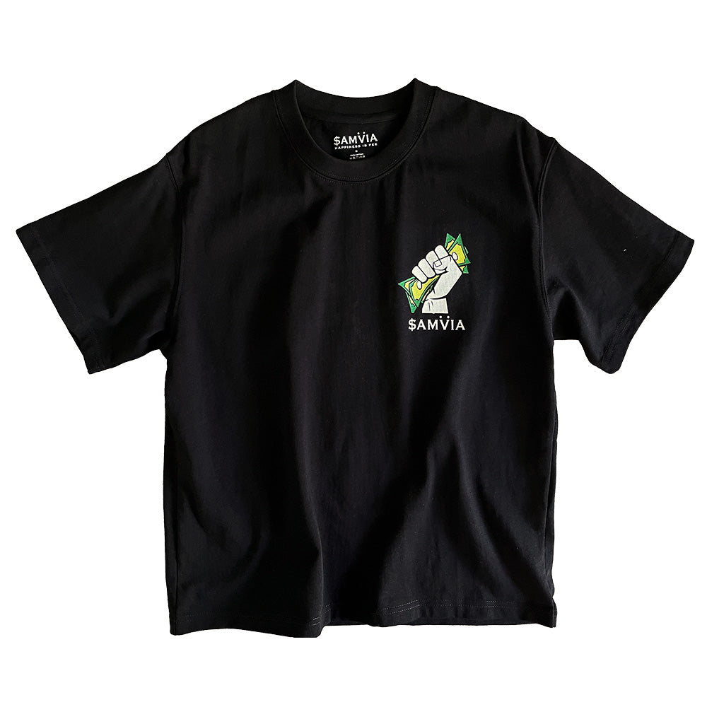 The Samvia Happiness Is Fee Money in my hand Oversize Tee - Black