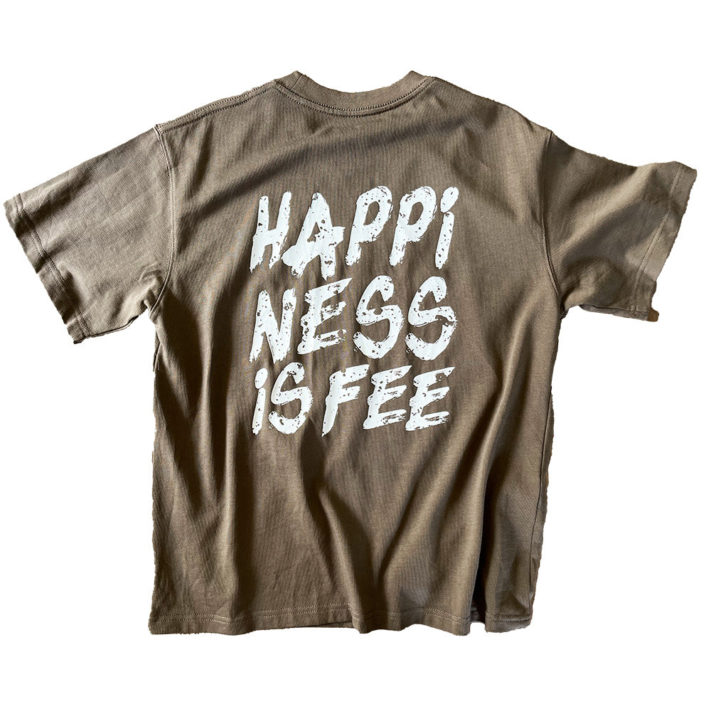 The Samvia Happiness Is Fee font Oversize Tee - Brown