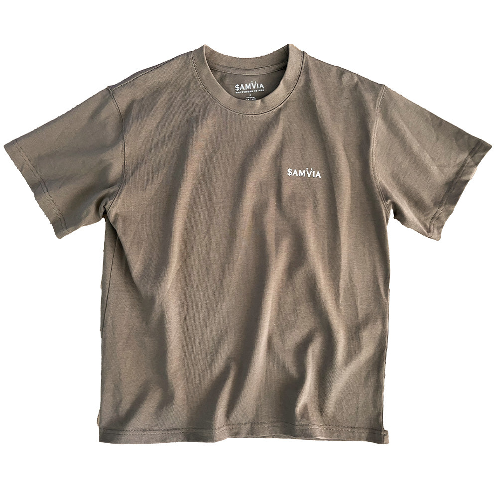 The Samvia Happiness Is Fee font Oversize Tee - Brown