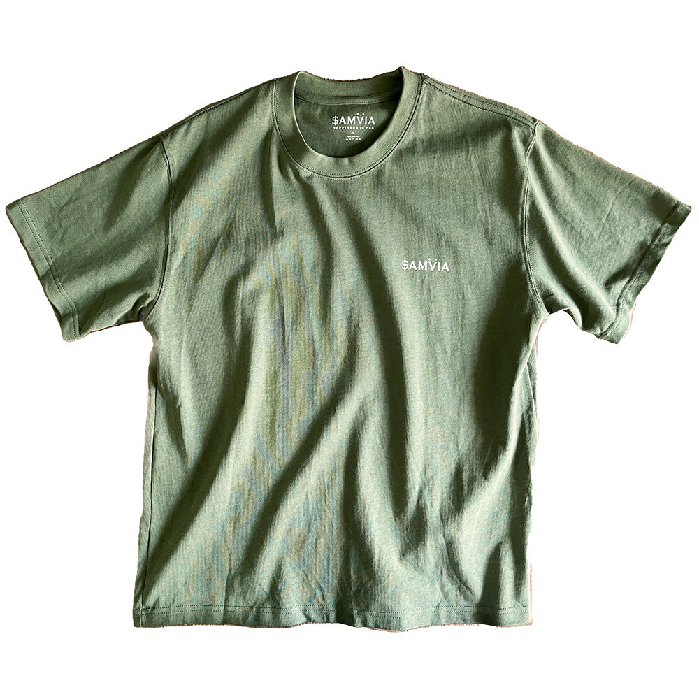 The Samvia Happiness Is Fee font Oversize Tee - Green