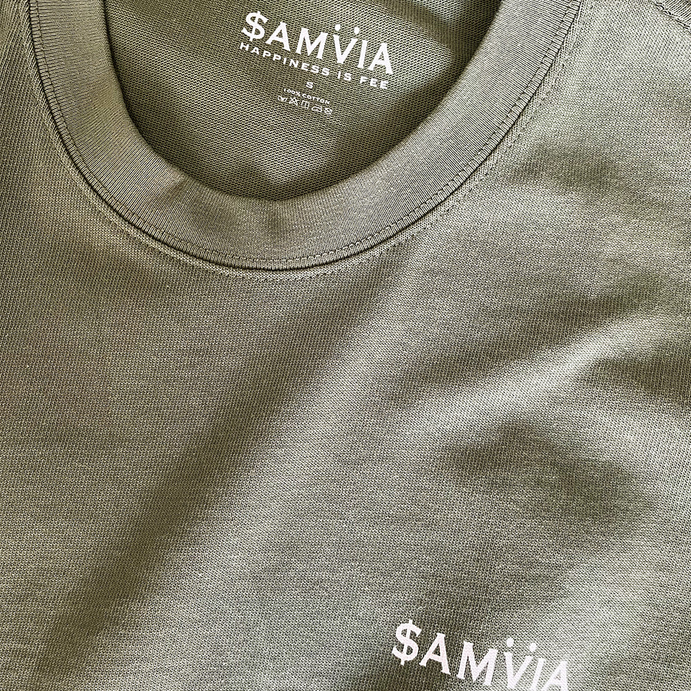 The Samvia Happiness Is Fee font Oversize Tee - Green