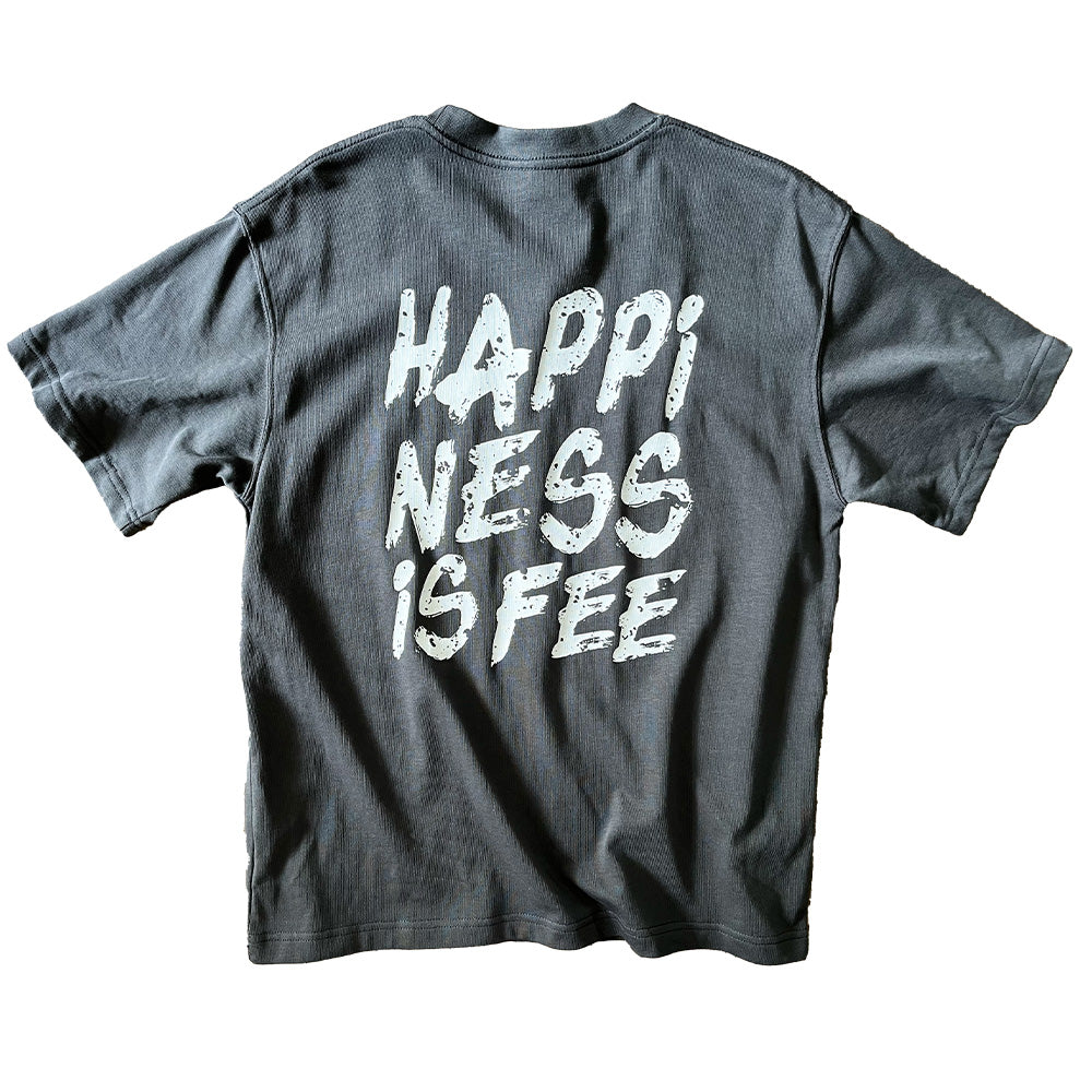 The Samvia Happiness Is Fee font Oversize Tee - Grey